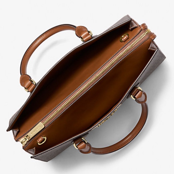 Michael Kors Sheila Medium Signature Logo and Metallic Satchel Crossbody ZC NWT - Picture 4 of 16